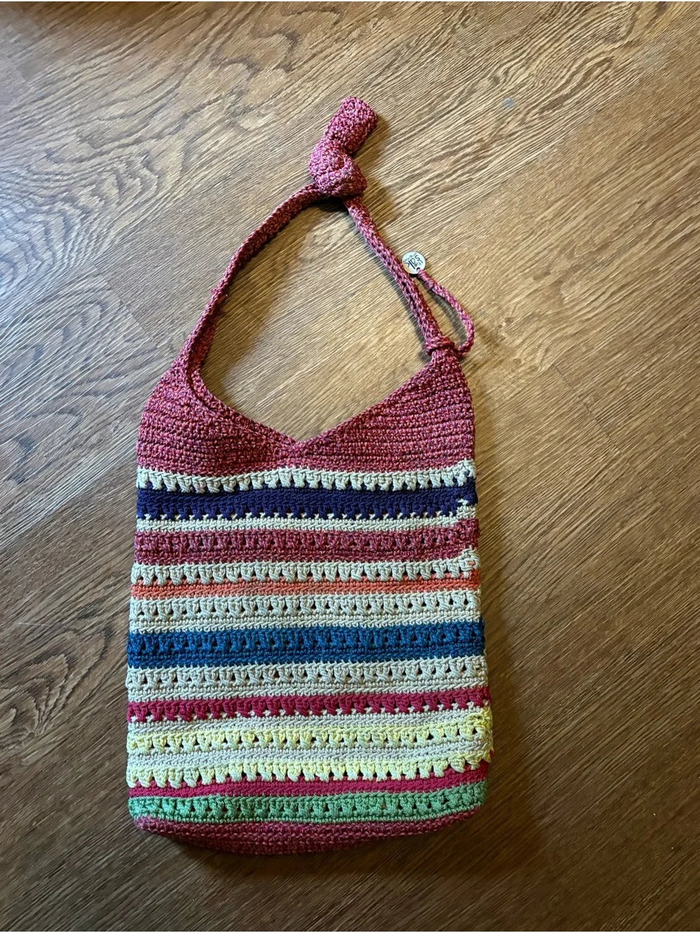 The Sak Crochet Striped Multicolor Hobo in Rose